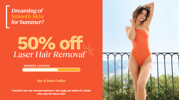 50% Off Selected Laser Hair Removal*